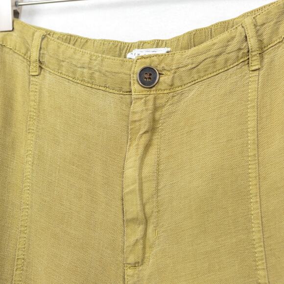NICOLE MILLER Linen Lyocell Pull On Cargo Pants Relaxed Fit Lagenlook Ochre XL - Picture 4 of 9